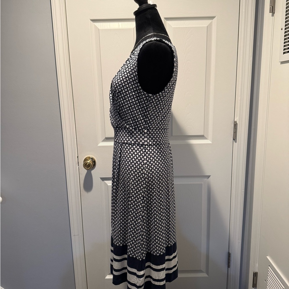 Lands' End Navy and White Sleeveless V-Neck dress Size S - Picture 4 of 5
